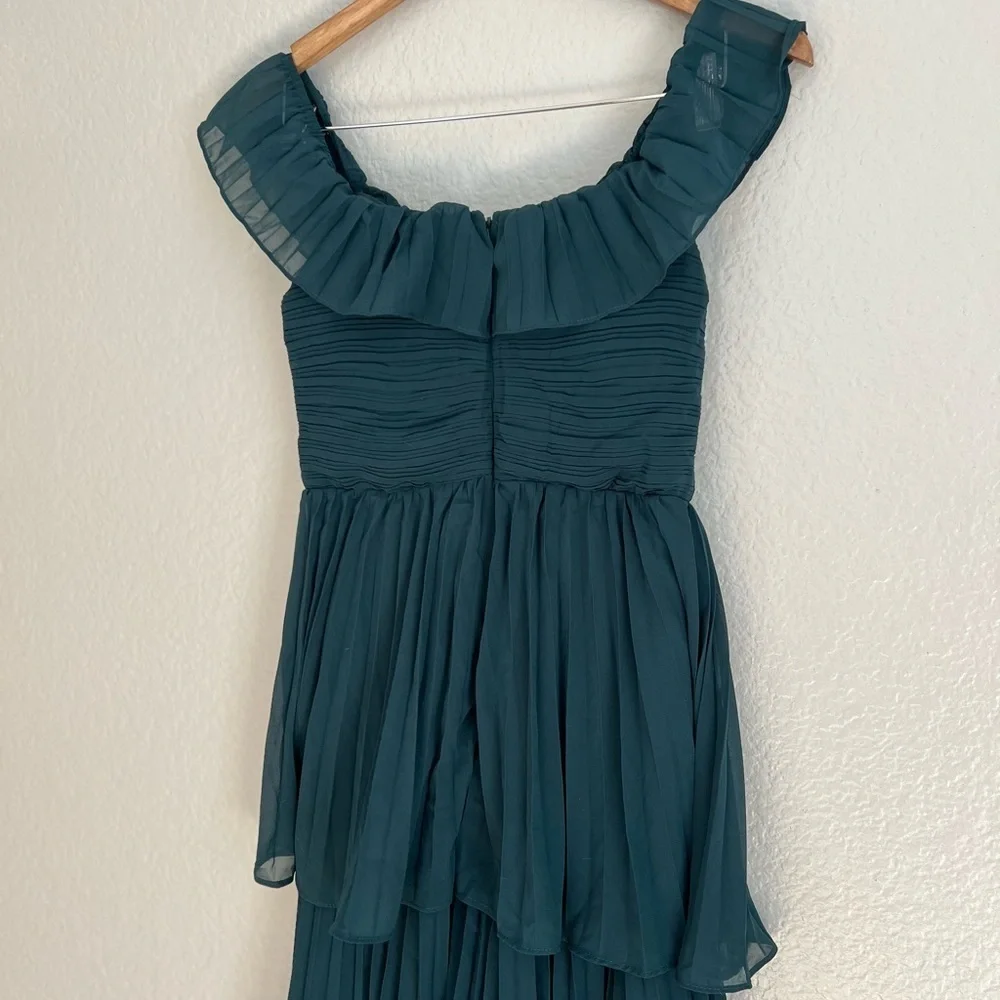 Always Remarkable Emerald Pleated Off-the-Shoulder Maxi Dress - Picture 7 of 10